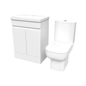 Nes Home 600mm White Basin Vanity Unit & Close Coupled Toilet