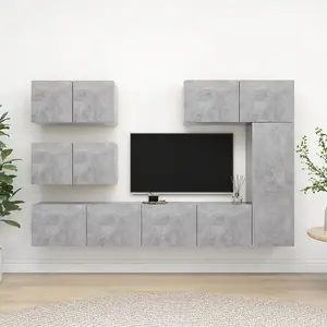 Berkfield 6 Piece TV Cabinet Set Concrete Grey Engineered Wood