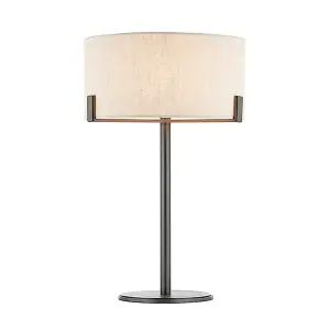 Hatton Brushed Bronze with Natural Linen Shade Classic Style 1 light Table Light