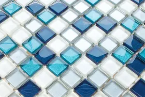 Glass mosaic on mesh for bathroom or kitchen 300mm x 300mm - Topaz