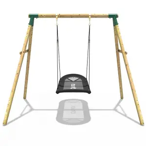 Rebo Boat Swing Seat Wooden Garden Swing Set - Double Boat Green