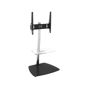 AVF Iseo 60cm Pedestal TV Stand, for TVs up to 55" - Clear & Black Glass