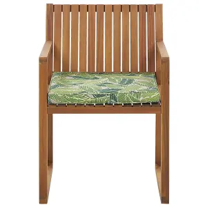 Set of 8 Garden Chairs with Cushions SASSARI Acacia Wood Green