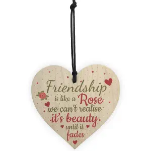 Red Ocean Friendship Gift Best Friend Wooden Heart Sign Thank You Birthday Goodbye Shabby Chic Plaque