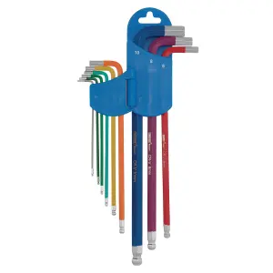 Draper Metric Coloured Extra Long Hexagon and Ball End Key Set 9 Piece 66134