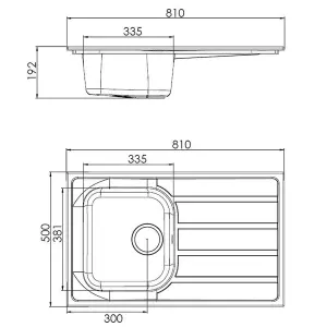 Liquida DK5WH 1.0 Bowl Compact SMC Inset Reversible White Kitchen Sink