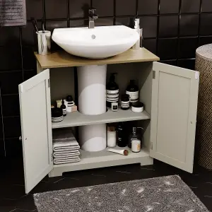 Bath Vida Priano Grey 2 Door Under Sink Bathroom Cabinet Freestanding Under Basin Storage