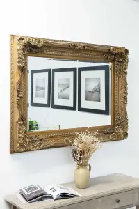 MirrorOutlet Carved Louis Gold Wall Mirror 122 x 91 cm