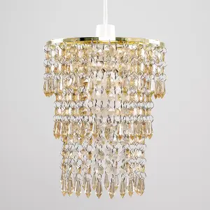 ValueLights Modern Decorative Gold And Champagne Jewel Acrylic Bead Ceiling Pendant Light Shade