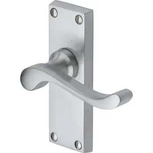 Heritage Door Handle Lever Latch Bedford Short Design (Set of 2) Satin Chrome