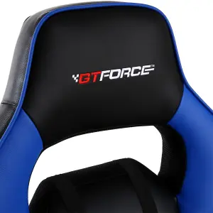 GTForce Turbo Reclining Sports Racing Gaming Office Desk Pc Car Faux Leather Chair (Blue)