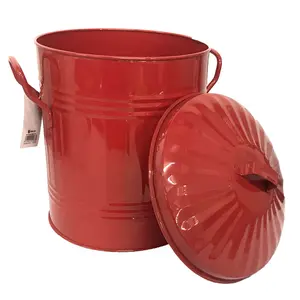 Steel Manual Lift Rubbish Bin - 13L Red