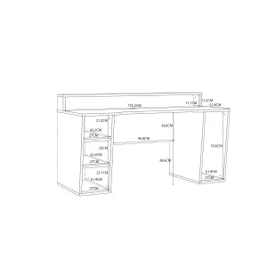 Loadout Black Gaming Desk with White Trim and Colour Changing LED