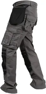 SSS Mens Work Trousers Cordura Knee Pockets Work Pants, Grey, 32in Waist - 34in Leg - Regular