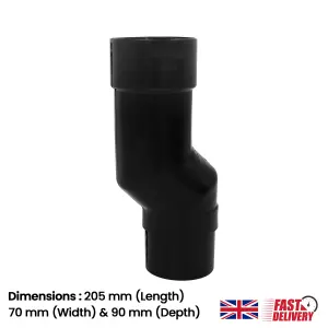 Black Round Downpipe Offset Mini Bend Fits 68mm Downpipes & 112mm Gutter, UV-Resistant  for Freeflow Rainwater System