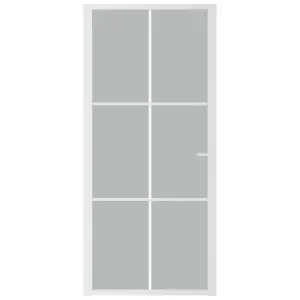 Berkfield Interior Door 93x201.5 cm White Matt Glass and Aluminium