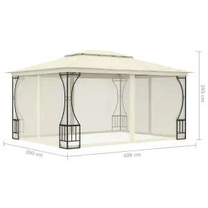 Berkfield Gazebo with Nets 300x400x265 cm Cream