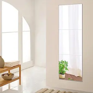 Set of 3 Clear Square Frameless Wall Mirror Tiles 400 x 400 mm