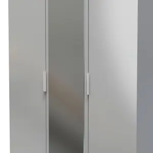 Poole Triple Mirror Wardrobe in Uniform Grey Gloss & Dusk Grey (Ready Assembled)