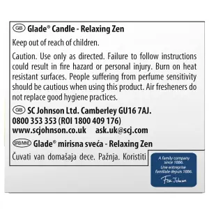 Glade Scented Candle, Air Freshener Candle 120 g Relaxing Zen (Pack of 12)