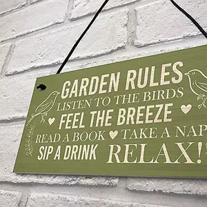 Red Ocean Outdoor Plaques For Garden Garden Rules Sign Novelty Hanging Summer House Sign Garden Shed Friendship Gift