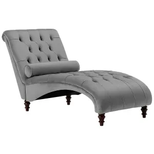 Velvet Chaise Lounge Light Grey MURET