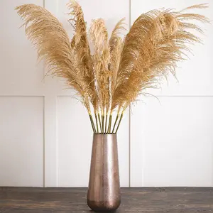 Artificial Single Pampas Grass Stem - Faux Fake Realistic Silk Flower Indoor Home Decoration - Measures L118cm