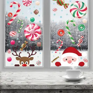 Walplus Santa And Rudolph In Candyland Window Cling