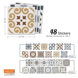 Walplus Coffee Azulejo Combo Mix Tile Stickers