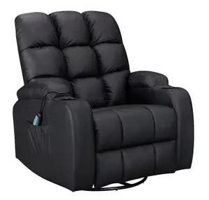 WestWood Leather Massage Recliner Chair Sofa Rocking Swivel Armchair Remote Control Black