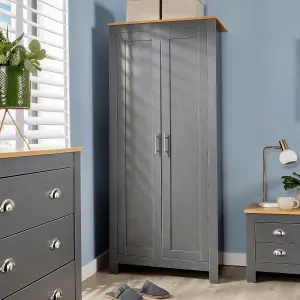 Home Source Camden 2 Door Bedroom Wardrobe Storage Unit Graphite Grey