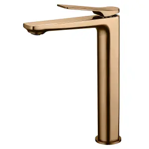 Tall Brushed Copper Bathroom Sink Tap Basin Standing Faucet Mixer Single Lever