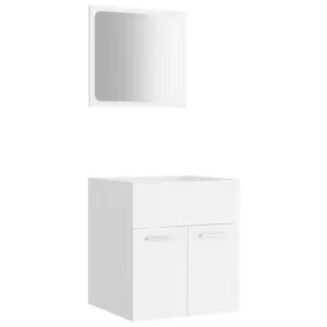 Berkfield 2 Piece Bathroom Furniture Set White Engineered Wood