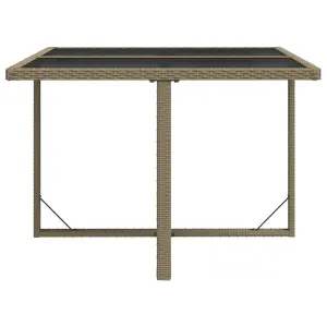 Berkfield Garden Table Beige 109x107x74 cm Poly Rattan and Glass