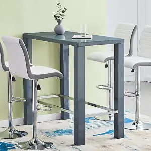 Jam Rectanuglar Glass Grey Bar Table 4 Ritz White Grey Stools