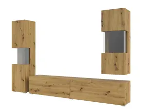 Ava 10 Oak Artisan Entertainment Unit - W1800mm x H300mm x D350mm - Chic Media Storage Solution