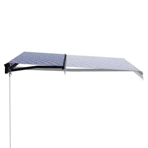 Berkfield Manual Retractable Awning with LED 300x250 cm Blue and White