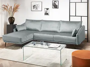 Corner Sofa VARDE Grey Velvet Right Hand