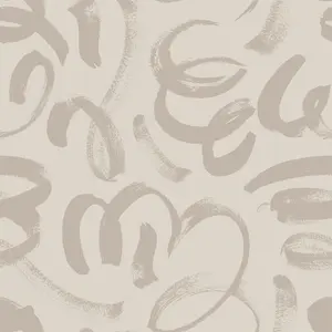 Squiggle Wallpaper In Grey on Beige