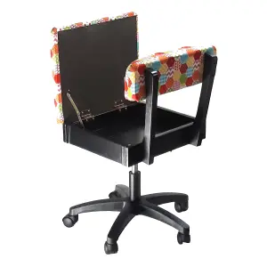 Hydraulic Sewing Chair Multicolour Patchwork Design - HT2018