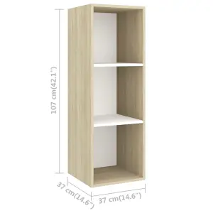 Berkfield 3 Piece TV Cabinet Set White and Sonoma Oak Engineered Wood