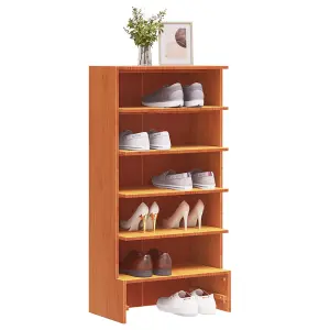 Shoe Cabinet Wax Brown 52x30x104 cm Solid Wood Pine