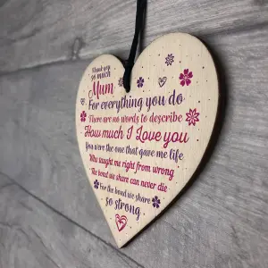 Red Ocean Mum Gifts From Daughter Son Handmade Hanging Wooden Heart Christmas Gift For Mum Mother Mummy