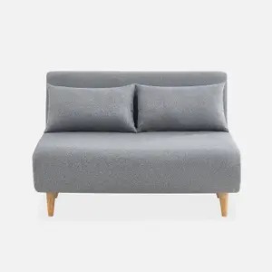 sweeek. 2-seater scandi-style folding sofa bed Guesta Light Grey 120x89x80 cm