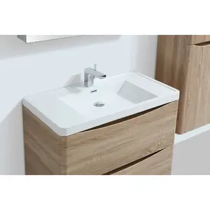 Stanhope 900mm Single Bathroom Vanity with Semi-Recessed Resin Basin Light Oak