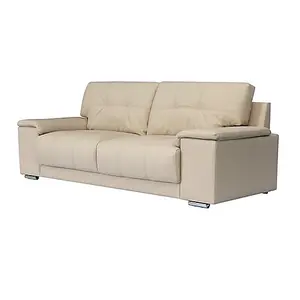 Kensington Faux Leather 3 Seater Sofa In Ivory