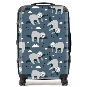 Sleeping Sloth Pattern Suitcase - Medium