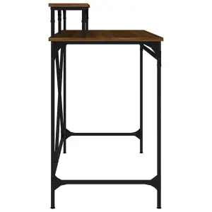 Berkfield Desk Brown Oak 100x50x90 cm Engineered Wood and Iron