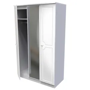 Windsor Triple Mirror Wardrobe in White Gloss (Ready Assembled)