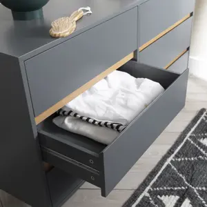 Otto Chest of Drawers 6 Drawer in Silk Grey